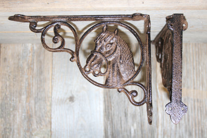WESTERN DECOR, Rustic Horse Shelf Brackets, Country Decor, Shelf Braces, Bath Deoor B-04