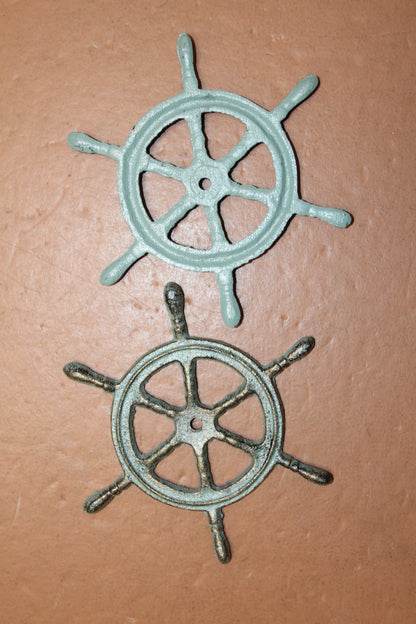 2-Ships Wheel Wall Hanging,Plaques,Harbor Style,Coastal Accents,Gifts,Boater Decor,N-27
