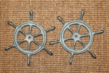 2-Ships Wheel Wall Hanging,Plaques,Harbor Style,Coastal Accents,Gifts,Boater Decor,N-27