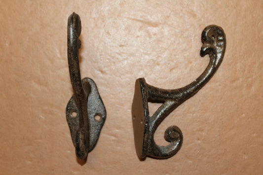 2 Affordable DOUBLE WALL HOOKS,Hanging Storage,Bath-Kitchen Decor,Country Accents, H-111