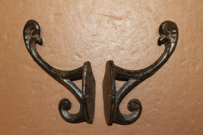 2 Affordable DOUBLE WALL HOOKS,Hanging Storage,Bath-Kitchen Decor,Country Accents, H-111