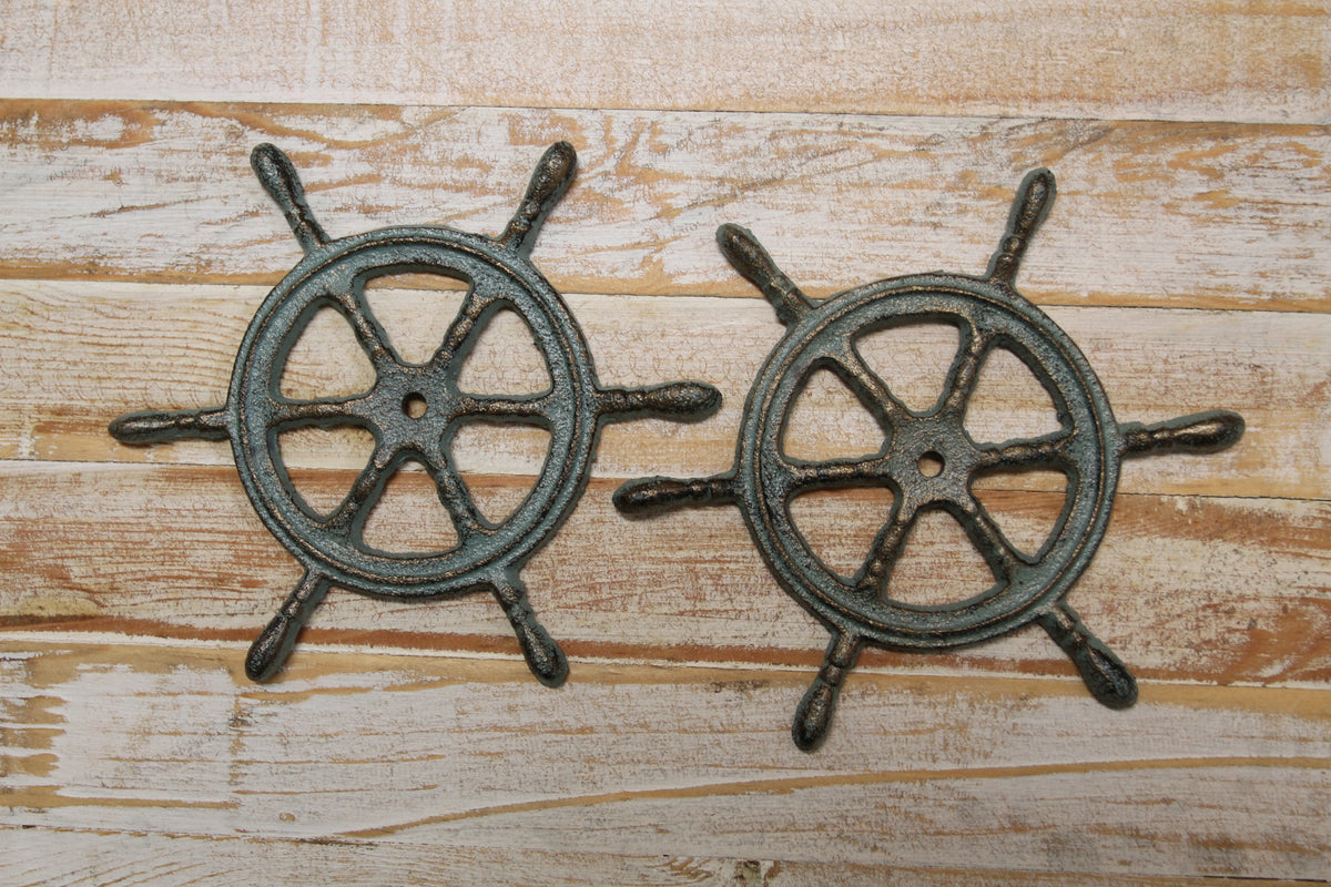 2-Ships Wheel Wall Hanging,Plaques,Harbor Style,Coastal Accents,Gifts,Boater Decor,N-27