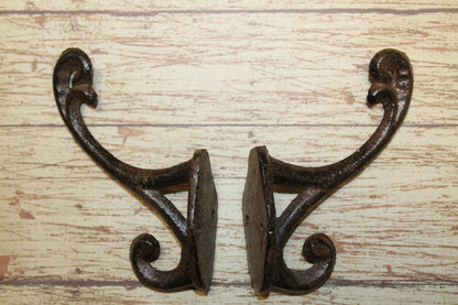 2 Affordable DOUBLE WALL HOOKS,Hanging Storage,Bath-Kitchen Decor,Country Accents, H-111
