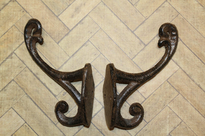 2 Affordable DOUBLE WALL HOOKS,Hanging Storage,Bath-Kitchen Decor,Country Accents, H-111
