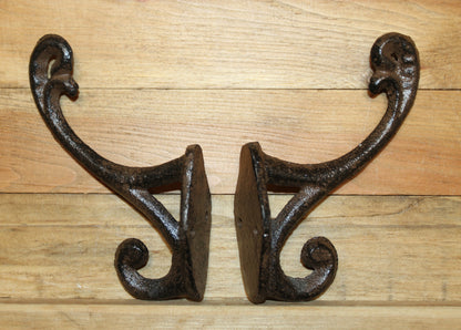 2 Affordable DOUBLE WALL HOOKS,Hanging Storage,Bath-Kitchen Decor,Country Accents, H-111
