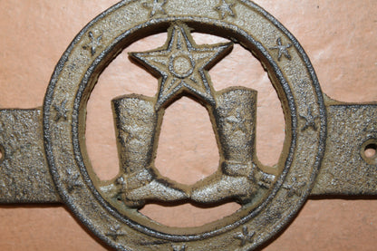 1-COUNTRY WESTERN Large Double Wall Hook,Bath-Kitchen Decor,All Occasion Gifts,Horseshoes,Cowboy Boots,W-66