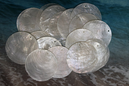 DRILLED CAPIZ SEASHELL, Thick Cut Shells, Semi Translucent Seashells, Widow Charm Craft Supply, CS-90D