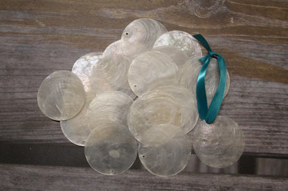 DRILLED CAPIZ SEASHELL, Thick Cut Shells, Semi Translucent Seashells, Widow Charm Craft Supply, CS-90D