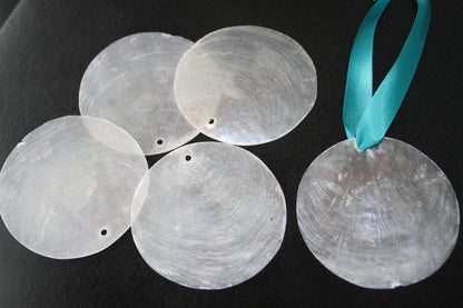 DRILLED CAPIZ SEASHELL, Thick Cut Shells, Semi Translucent Seashells, Widow Charm Craft Supply, CS-90D