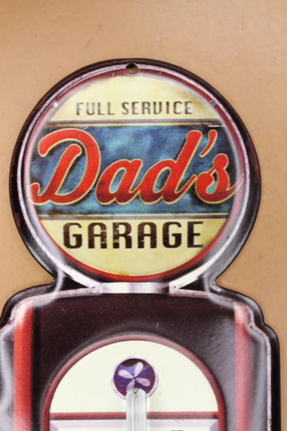 Dad's Garage, Indoor And Outdoor Thermometer, Replica Of A Vintage Wall Hanging, Gas Pump, Old Fashion Graphics, All Occasion Gifts Gift, DG-016T