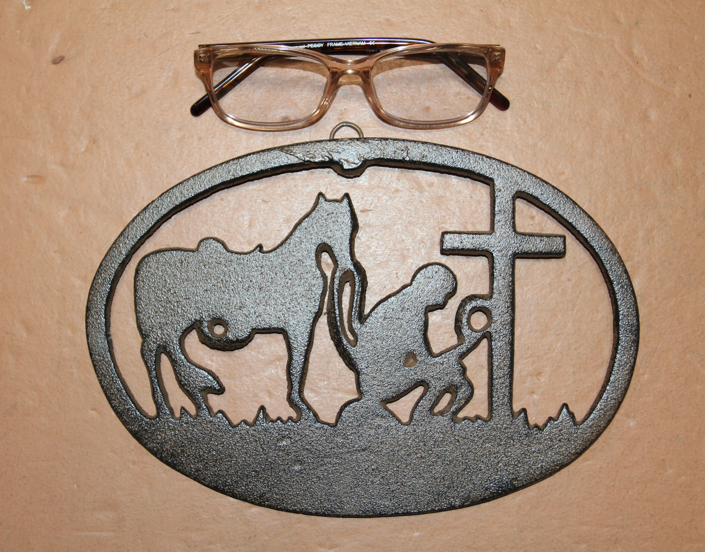 1-Large PRAYING COWBOY,Church Decor,Wall Hanging,Ranch Style,Gifts,Religious and Spiritual Accents, W-16B