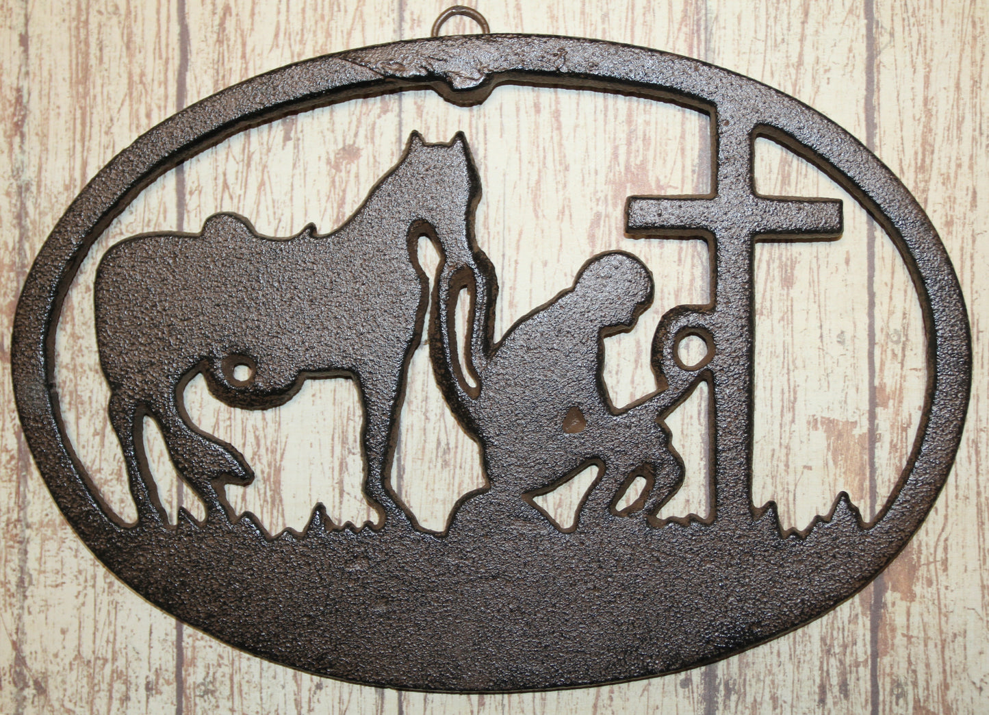 1-Large PRAYING COWBOY,Church Decor,Wall Hanging,Ranch Style,Gifts,Religious and Spiritual Accents, W-16B
