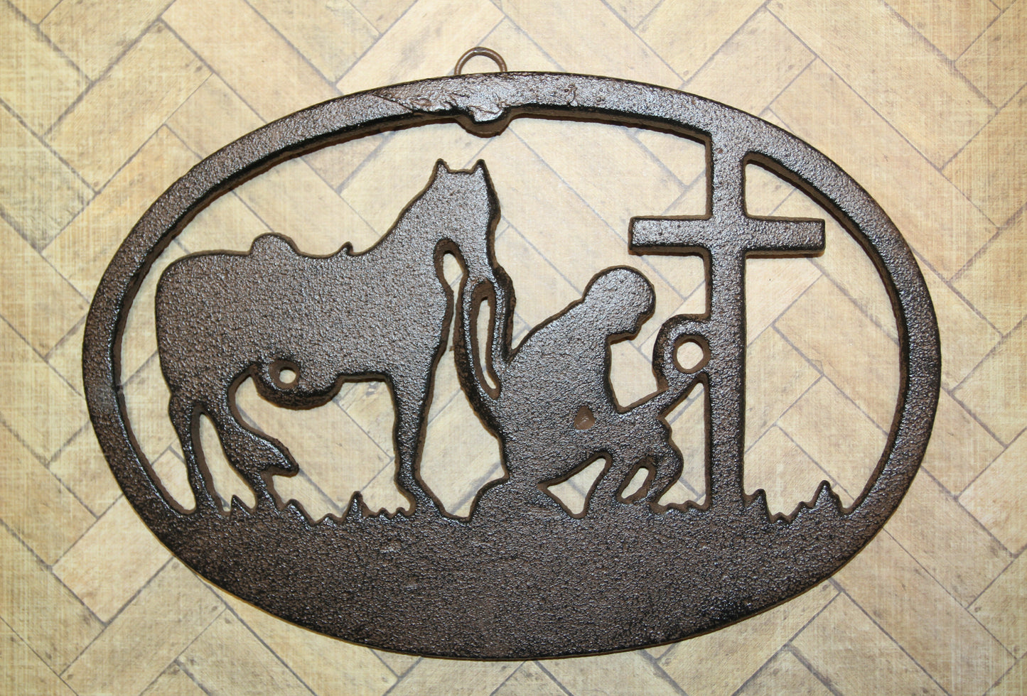 1-Large PRAYING COWBOY,Church Decor,Wall Hanging,Ranch Style,Gifts,Religious and Spiritual Accents, W-16B