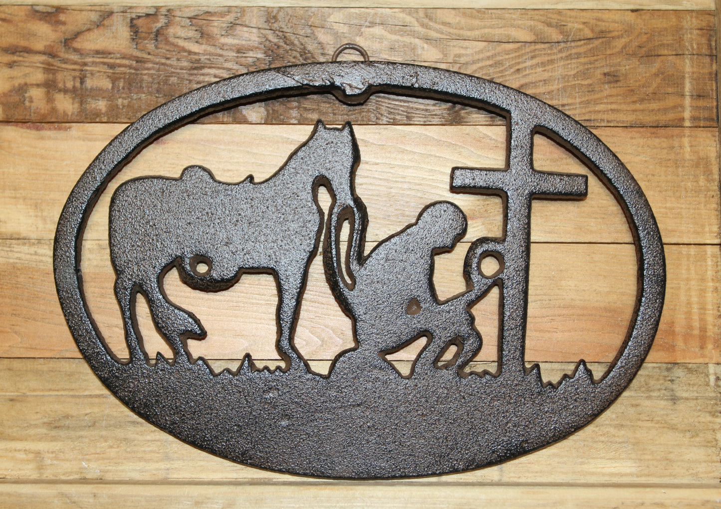 1-Large PRAYING COWBOY,Church Decor,Wall Hanging,Ranch Style,Gifts,Religious and Spiritual Accents, W-16B
