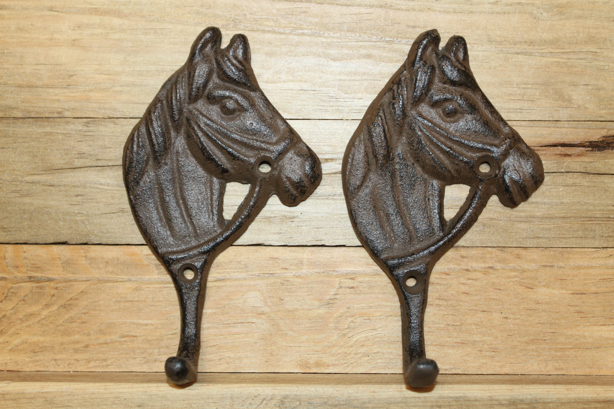 2-HORSE HEAD Wall Hooks, Ranch Style Home Decor, Country Western Accents, Cowboys, Rodeo, W-18