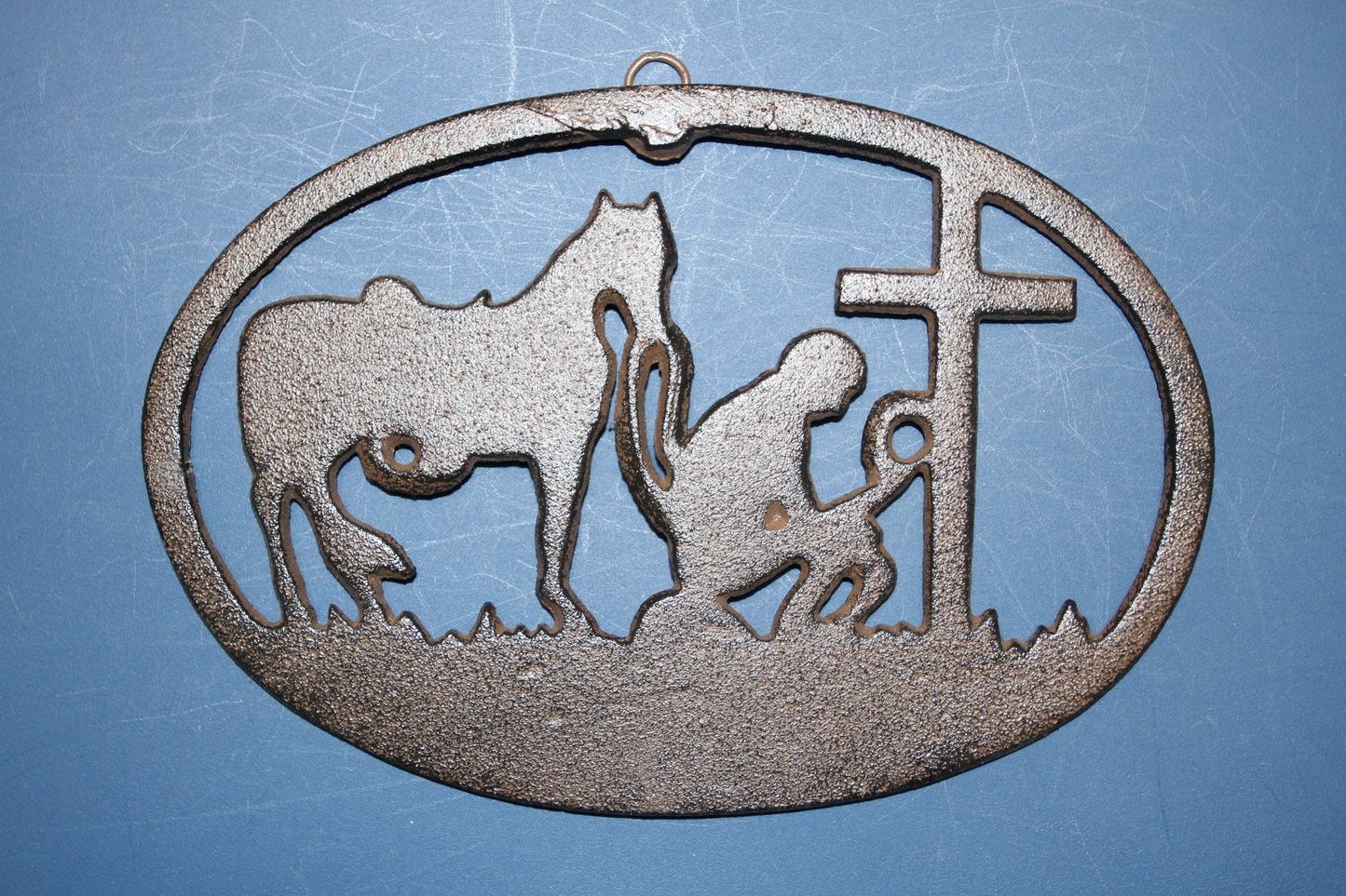 1-Large PRAYING COWBOY,Church Decor,Wall Hanging,Ranch Style,Gifts,Religious and Spiritual Accents, W-16B
