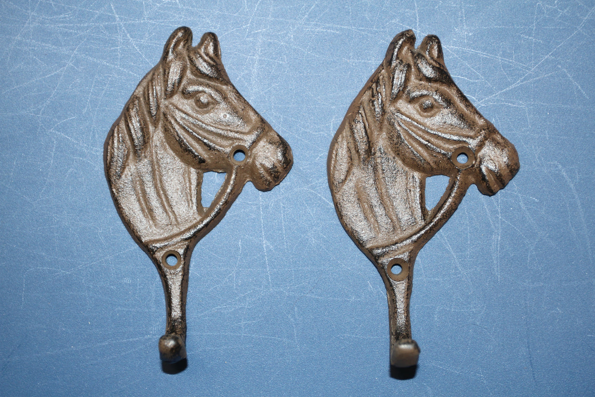 2-HORSE HEAD Wall Hooks, Ranch Style Home Decor, Country Western Accents, Cowboys, Rodeo, W-18