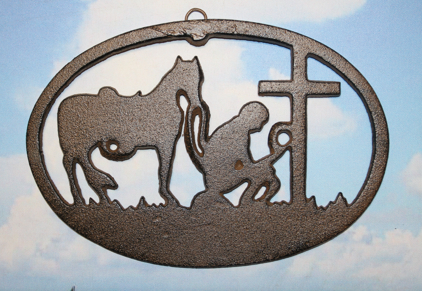 1-Large PRAYING COWBOY,Church Decor,Wall Hanging,Ranch Style,Gifts,Religious and Spiritual Accents, W-16B
