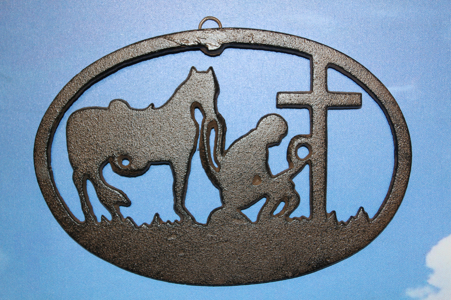 1-Large PRAYING COWBOY,Church Decor,Wall Hanging,Ranch Style,Gifts,Religious and Spiritual Accents, W-16B