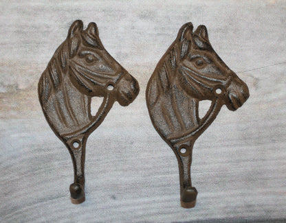 2-HORSE HEAD Wall Hooks, Ranch Style Home Decor, Country Western Accents, Cowboys, Rodeo, W-18