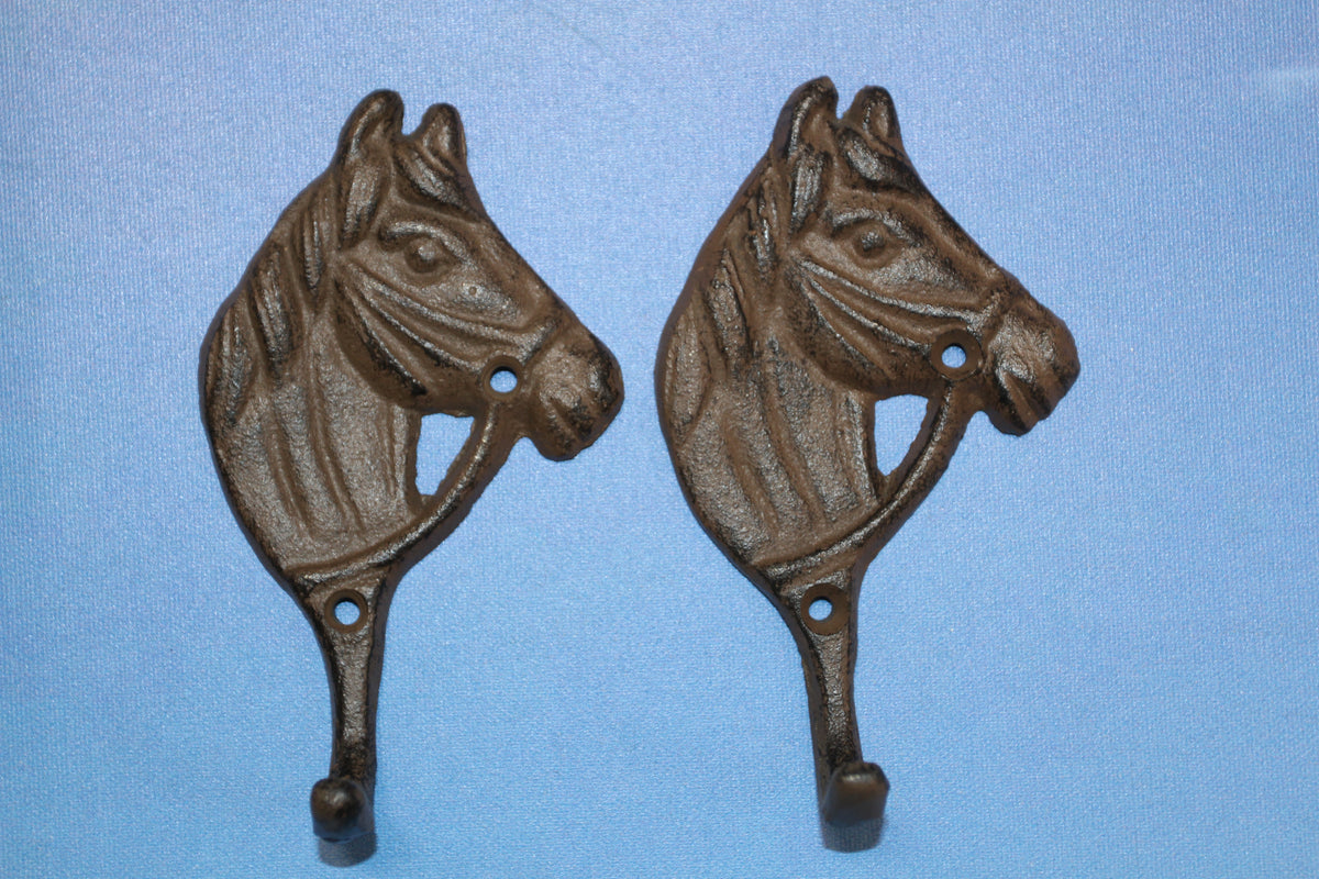 2-HORSE HEAD Wall Hooks, Ranch Style Home Decor, Country Western Accents, Cowboys, Rodeo, W-18