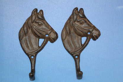 2-HORSE HEAD Wall Hooks, Ranch Style Home Decor, Country Western Accents, Cowboys, Rodeo, W-18