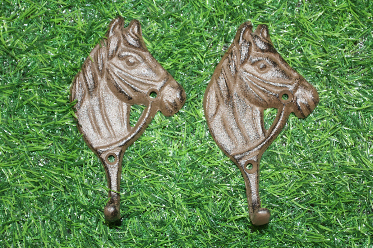 2-HORSE HEAD Wall Hooks, Ranch Style Home Decor, Country Western Accents, Cowboys, Rodeo, W-18
