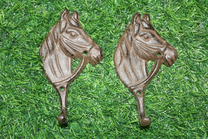 2-HORSE HEAD Wall Hooks, Ranch Style Home Decor, Country Western Accents, Cowboys, Rodeo, W-18