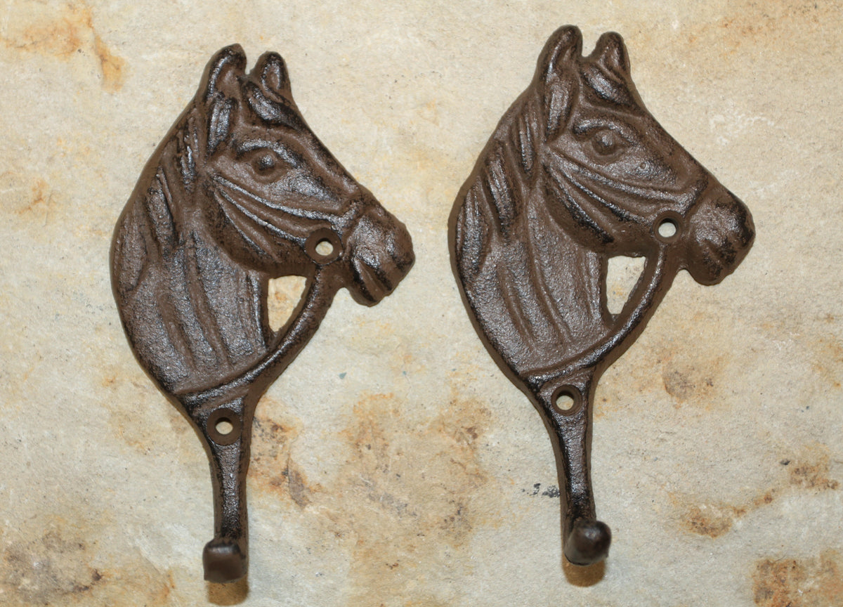 2-HORSE HEAD Wall Hooks, Ranch Style Home Decor, Country Western Accents, Cowboys, Rodeo, W-18