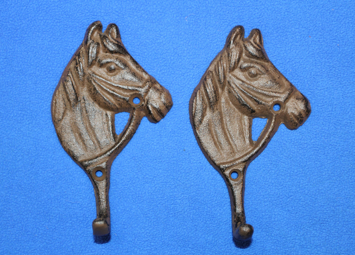 2-HORSE HEAD Wall Hooks, Ranch Style Home Decor, Country Western Accents, Cowboys, Rodeo, W-18
