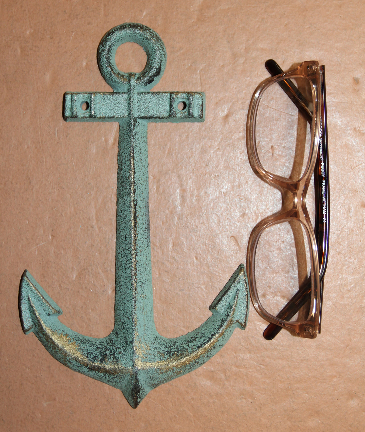 2-SHORE SURF Collection,Anchor Plaque,Seashorse Hook,Beach Decor,Gifts,Harbor Style,N-25,42