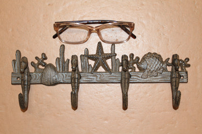 1-Large SEAHORSE WALL HOOK,4 Generous Hanging Hooks,Coastal Style Home Decor,Ocean Life, H-31
