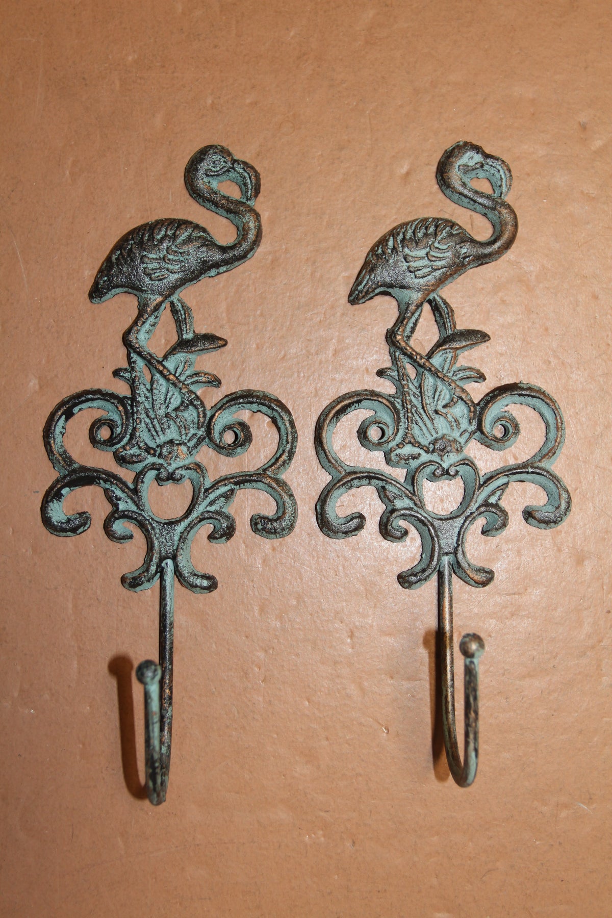 2-FLAMINGO Wall Hooks,Tropical Decor,Shorebirds,Beach Syle Bath Decor,Wading Birds, Gifts