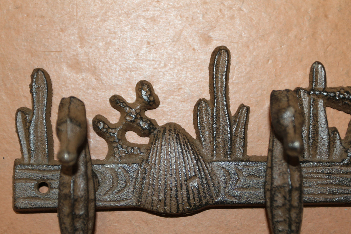 1-Large SEAHORSE WALL HOOK,4 Generous Hanging Hooks,Coastal Style Home Decor,Ocean Life, H-31