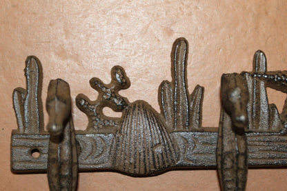 1-Large SEAHORSE WALL HOOK,4 Generous Hanging Hooks,Coastal Style Home Decor,Ocean Life, H-31