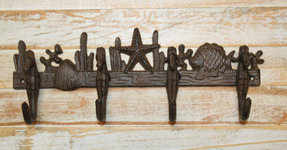 1-Large SEAHORSE WALL HOOK,4 Generous Hanging Hooks,Coastal Style Home Decor,Ocean Life, H-31