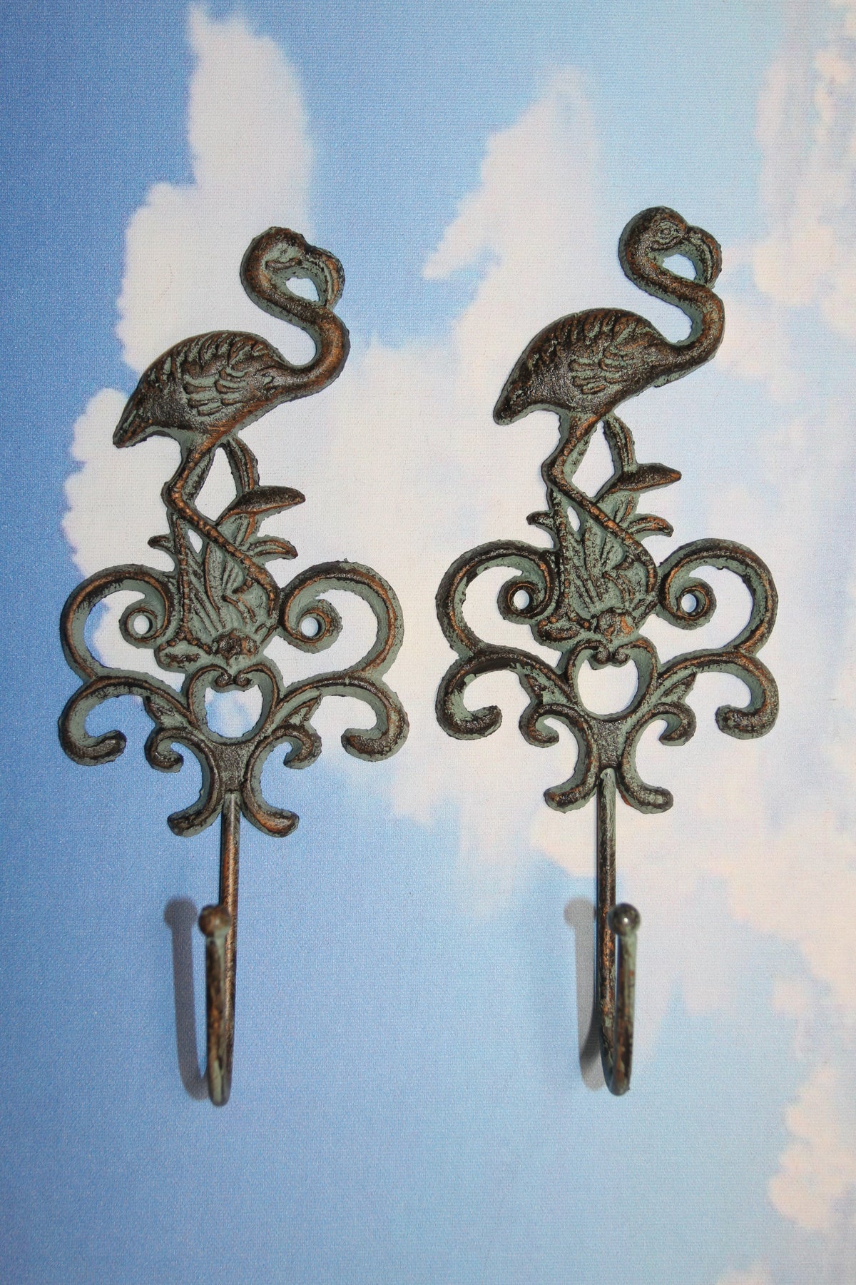 2-FLAMINGO Wall Hooks,Tropical Decor,Shorebirds,Beach Syle Bath Decor,Wading Birds, Gifts