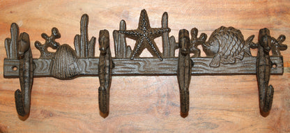 1-Large SEAHORSE WALL HOOK,4 Generous Hanging Hooks,Coastal Style Home Decor,Ocean Life, H-31