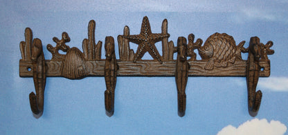 1-Large SEAHORSE WALL HOOK,4 Generous Hanging Hooks,Coastal Style Home Decor,Ocean Life, H-31