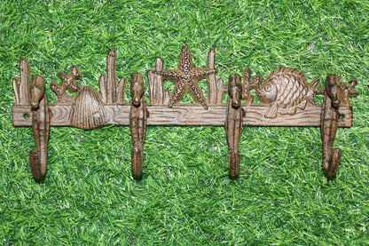 1-Large SEAHORSE WALL HOOK,4 Generous Hanging Hooks,Coastal Style Home Decor,Ocean Life, H-31