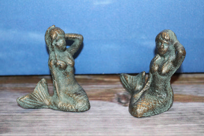 2-Adorable Solid Metal Freestanding MERMAID Figurines,Mtyhical,Folklore,GiftsN-55A