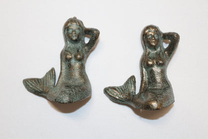 2-Adorable Solid Metal Freestanding MERMAID Figurines,Mtyhical,Folklore,GiftsN-55A