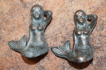 2-Adorable Solid Metal Freestanding MERMAID Figurines,Mtyhical,Folklore,GiftsN-55A