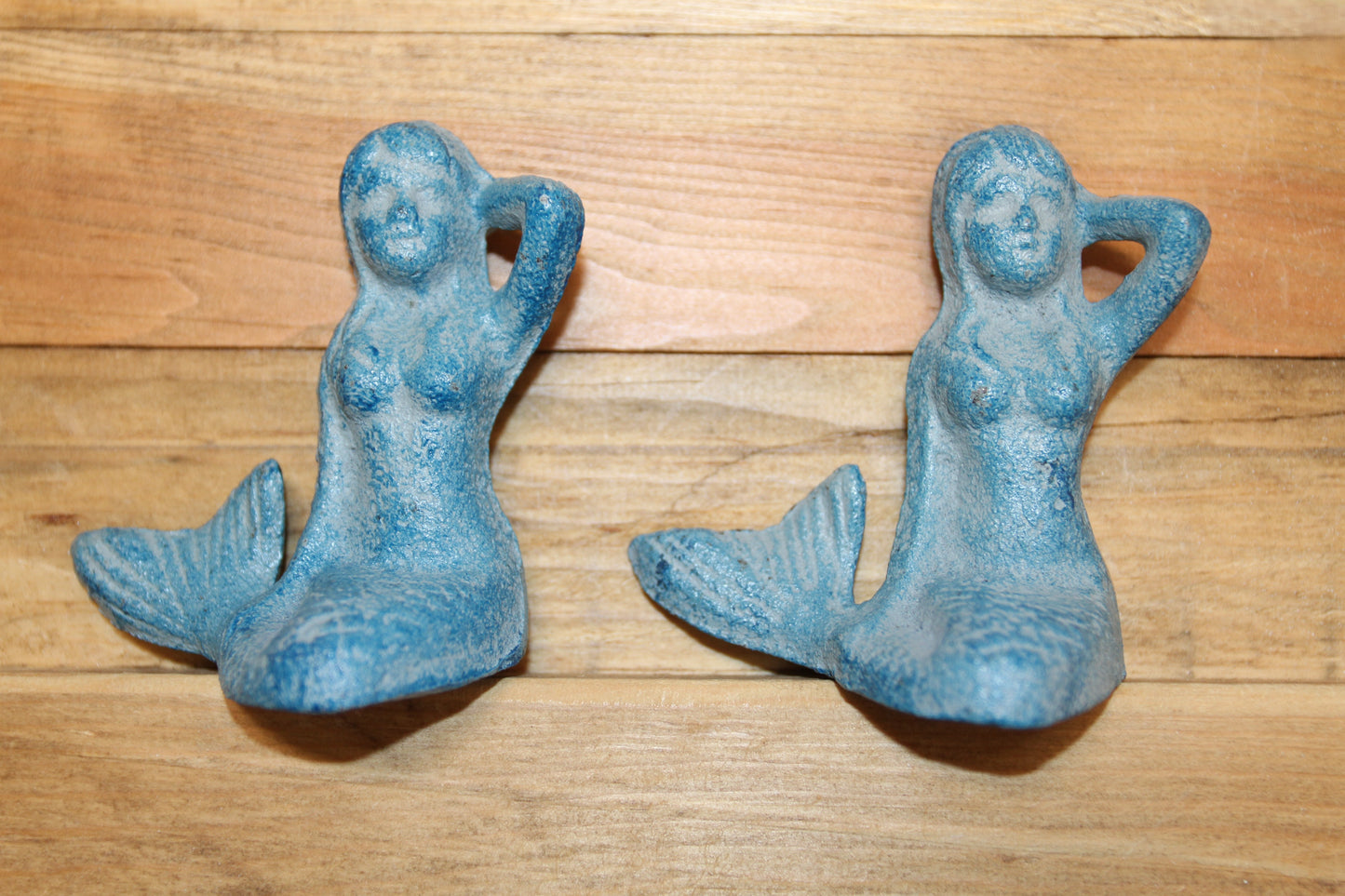 2-Aqua Blue Freestanding MERMAIDS,Small Figurines,Mtyhical,Beach Decor,Collctible.N-55