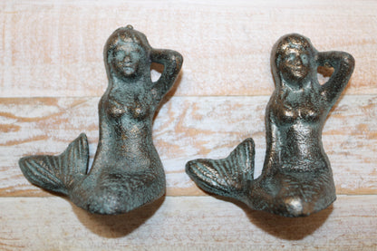 2-Adorable Solid Metal Freestanding MERMAID Figurines,Mtyhical,Folklore,GiftsN-55A