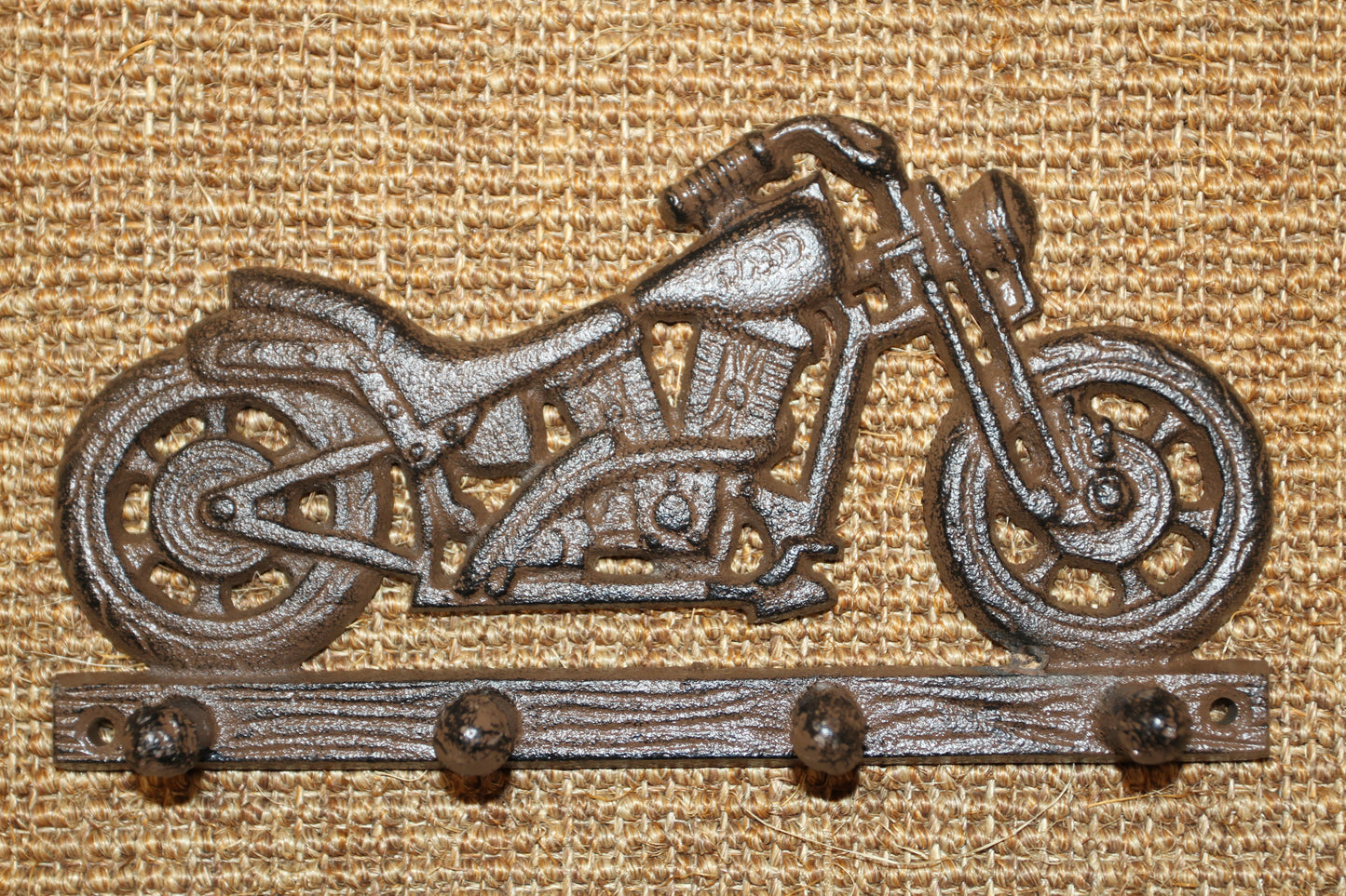 1-MOTORCYCLE WALL PLAQUE With Peg Hooks, Biker Style Gifts, Country Decor, Motor Bike, H-03
