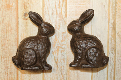 RABBITS, Garden Display, Easter Gift, Chocolate Brown Metal Bunnies, Sitting Rabbits For Easter Shelf Diplays N-37B