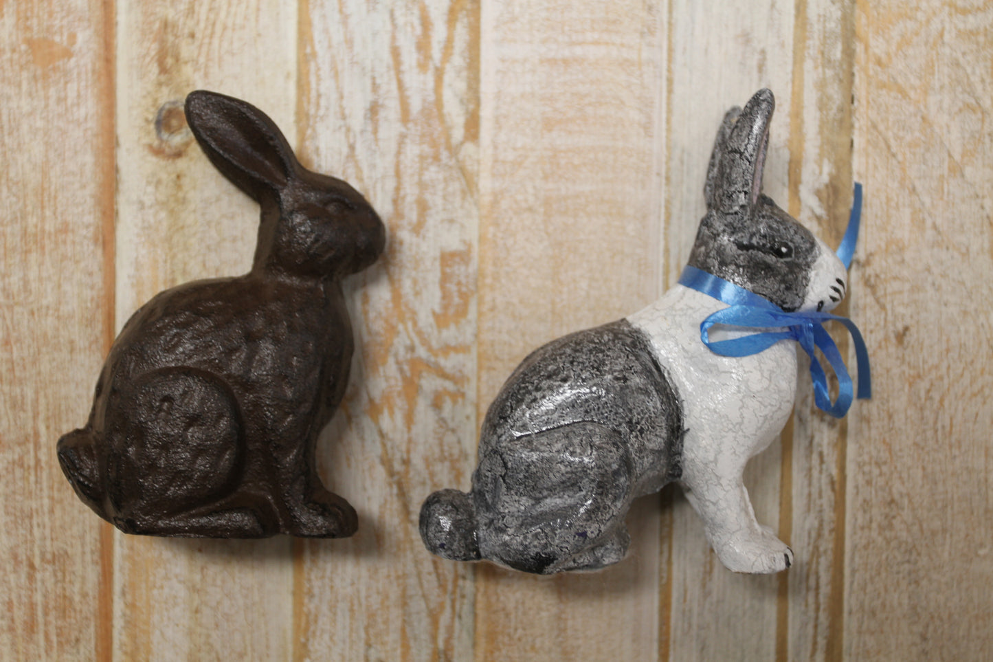 RABBITS, Garden Display, Easter Gift, Chocolate Brown Metal Bunnies, Sitting Rabbits For Easter Shelf Diplays N-37B