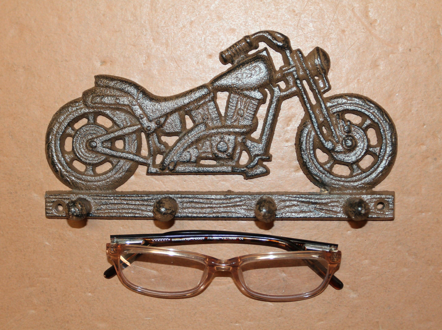 1-MOTORCYCLE WALL PLAQUE With Peg Hooks, Biker Style Gifts, Country Decor, Motor Bike, H-03