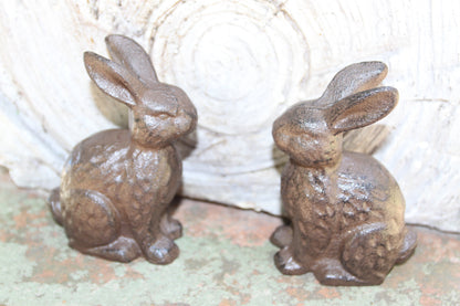 RABBITS, Garden Display, Easter Gift, Chocolate Brown Metal Bunnies, Sitting Rabbits For Easter Shelf Diplays N-37B